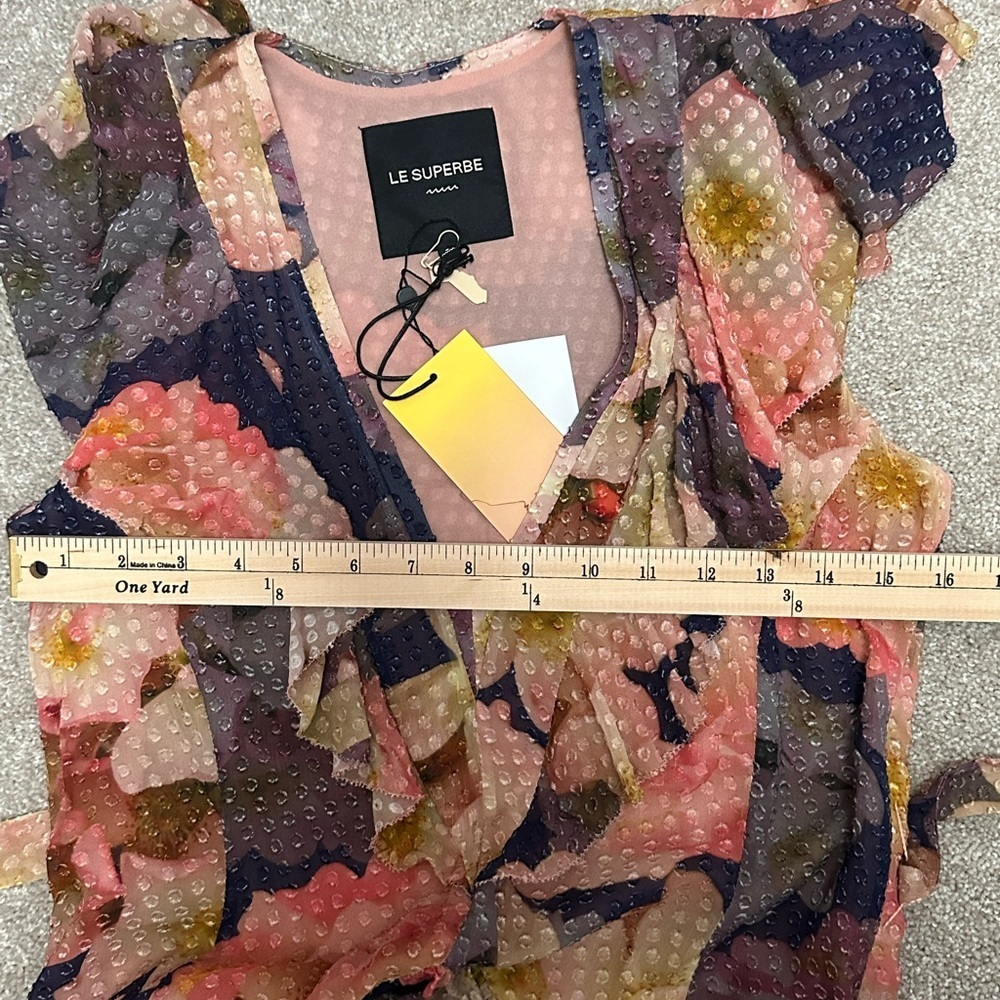 Le Superbe Floral Tiered Midi Dress - size 6 - NWT - Wild Floral - Fall Colors - Picture 3 of 10